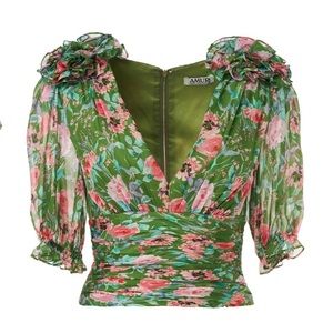 AMUR Nell Blouse in Grass Green from Revolve